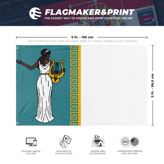 A mockup depicting custom flag specifications and measurements for 'Vegan  flag'