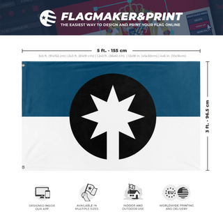 A mockup depicting custom flag specifications and measurements for 'Centauran flag'