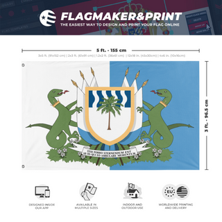 A mockup depicting custom flag specifications and measurements for 'Lacerta flag'