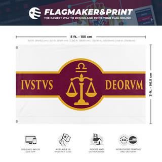 A mockup depicting custom flag specifications and measurements for 'Libra flag'