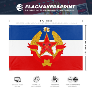A mockup depicting custom flag specifications and measurements for 'HNB flag'