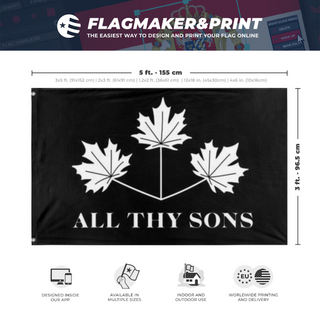 A mockup depicting custom flag specifications and measurements for 'ATS flag'