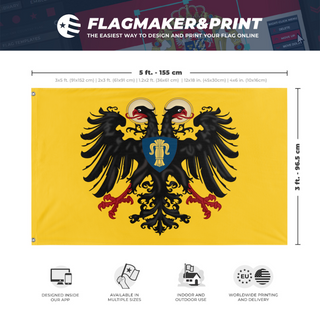 A mockup depicting custom flag specifications and measurements for 'custom flag'