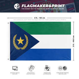A mockup depicting custom flag specifications and measurements for 'Faulu flag'