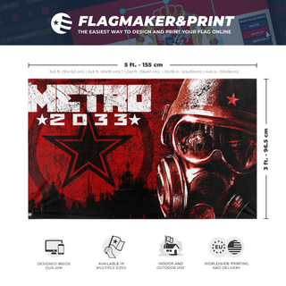 A mockup depicting custom flag specifications and measurements for '2033 flag'