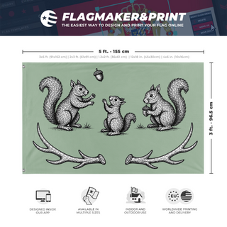 A mockup depicting custom flag specifications and measurements for 'BML flag'