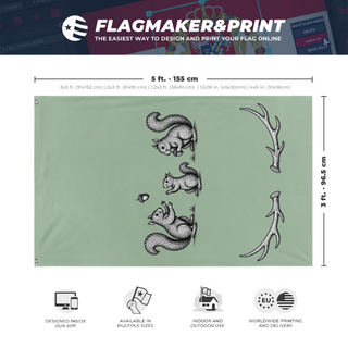 A mockup depicting custom flag specifications and measurements for 'BML Banner flag'
