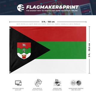 A mockup depicting custom flag specifications and measurements for 'c flag'