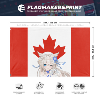 A mockup depicting custom flag specifications and measurements for 'Silvi-Canadian flag'