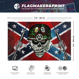 A mockup depicting custom flag specifications and measurements for 'SOD flag'