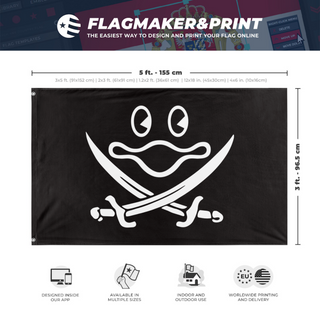 A mockup depicting custom flag specifications and measurements for 'acarine flag'