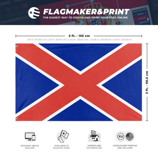 A mockup depicting custom flag specifications and measurements for '1856 South African Republic flag'