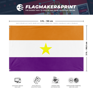 A mockup depicting custom flag specifications and measurements for 'Natanelish Republic flag'