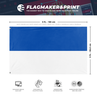 A mockup depicting custom flag specifications and measurements for 'Duchy of Brunswick 1814-1830 flag'