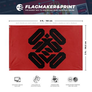 A mockup depicting custom flag specifications and measurements for 'ARMIS flag'