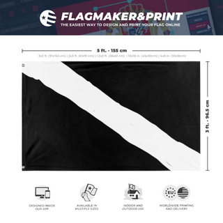 A mockup depicting custom flag specifications and measurements for 'diag2 flag'