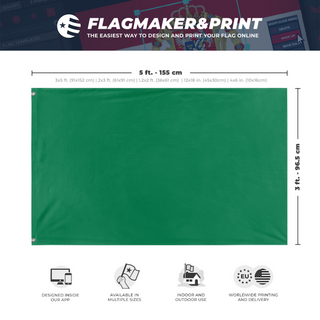 A mockup depicting custom flag specifications and measurements for 'CanonProduct flag'