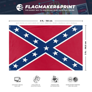 A mockup depicting custom flag specifications and measurements for '28th Virginia Battle Flag'