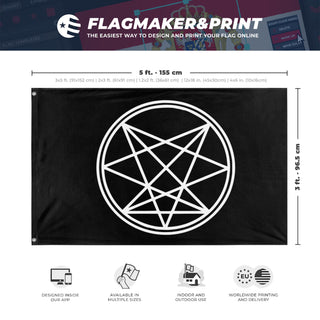 A mockup depicting custom flag specifications and measurements for '3433 flag'