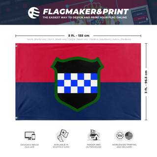 A mockup depicting custom flag specifications and measurements for '99th RD  flag'