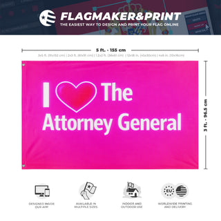 A mockup depicting custom flag specifications and measurements for 'AGFlag'