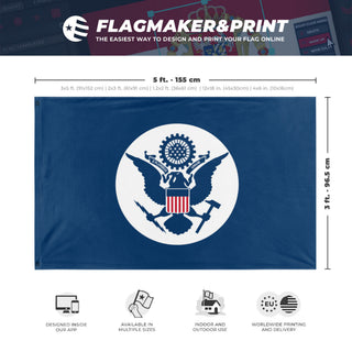 A mockup depicting custom flag specifications and measurements for 'AMERICAN FASCISTS flag'