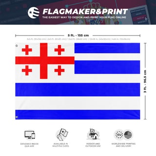 A mockup depicting custom flag specifications and measurements for 'Adjara flag'