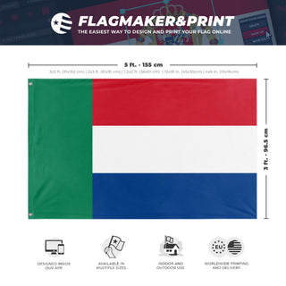A mockup depicting custom flag specifications and measurements for 'Afrikaner Flag'