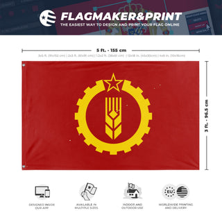 A mockup depicting custom flag specifications and measurements for 'American party of Labor A.P.L. flag'