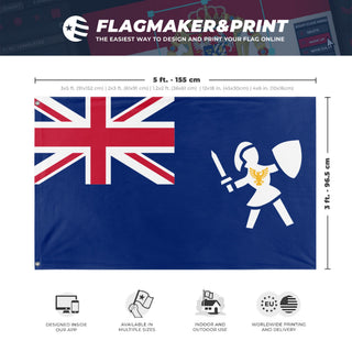 A mockup depicting custom flag specifications and measurements for 'Anguilla flag'