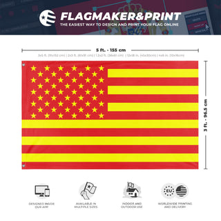 A mockup depicting custom flag specifications and measurements for 'Asian American Heritage Flag'