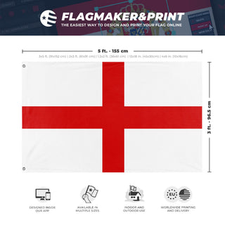 A mockup depicting custom flag specifications and measurements for 'Bologna City Flag'