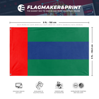A mockup depicting custom flag specifications and measurements for 'Bosnian empire flag'