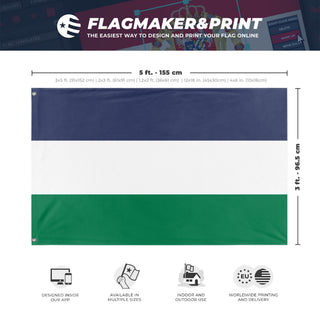 A mockup depicting custom flag specifications and measurements for 'Cascadia Regional Flag'