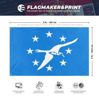 A mockup depicting custom flag specifications and measurements for 'Corpus Christi City Flag'