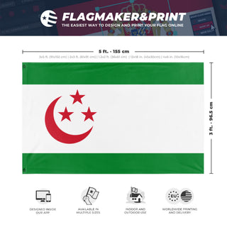 A mockup depicting custom flag specifications and measurements for 'Dahanuh flag'