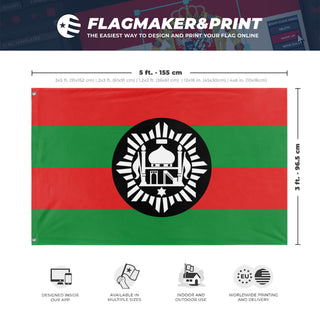 A mockup depicting custom flag specifications and measurements for 'Emirate of Afghanistan flag'