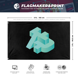 A mockup depicting custom flag specifications and measurements for 'FR flag'