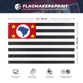 A mockup depicting custom flag specifications and measurements for 'Flag of São Paulo'