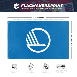 A mockup depicting custom flag specifications and measurements for 'Flag of the Nordic Council'
