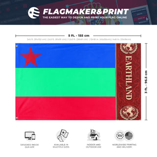 A mockup depicting custom flag specifications and measurements for 'Gavin Hodapp flag'
