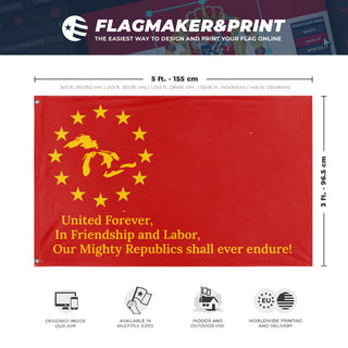 A mockup depicting custom flag specifications and measurements for 'Great Lakes Liberation  flag'