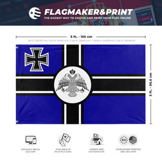 A mockup depicting custom flag specifications and measurements for 'IGL flag'