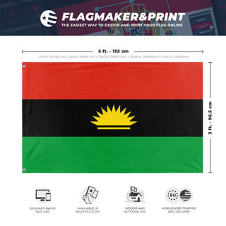 A mockup depicting custom flag specifications and measurements for 'Igbo people of Nigeria Flag'