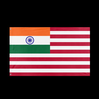 A mockup depicting custom flag specifications and measurements for 'Indian American Heritage Flag'
