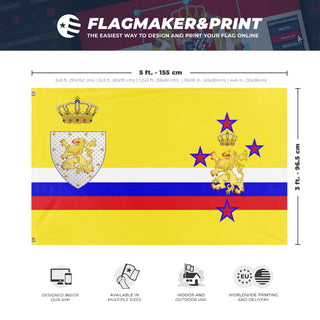 A mockup depicting custom flag specifications and measurements for 'Judah Knight  flag'