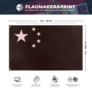 A mockup depicting custom flag specifications and measurements for 'Loji TFR HOI4 Flag'