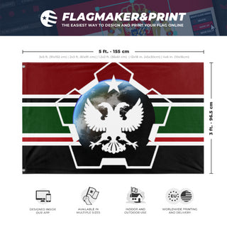 A mockup depicting custom flag specifications and measurements for 'Martian Federation flag'