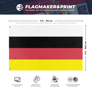 A mockup depicting custom flag specifications and measurements for 'Miccosukee Tribe Flag'