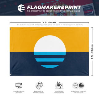 A mockup depicting custom flag specifications and measurements for 'Milwaukee People's Flag'